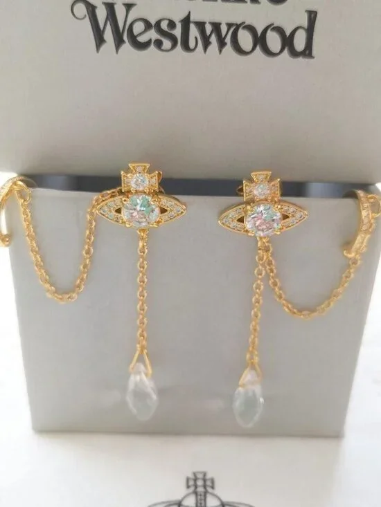 Vivienne Westwood Earrings Pierced HENRIETTE Drop Gold - Picture 2 of 7